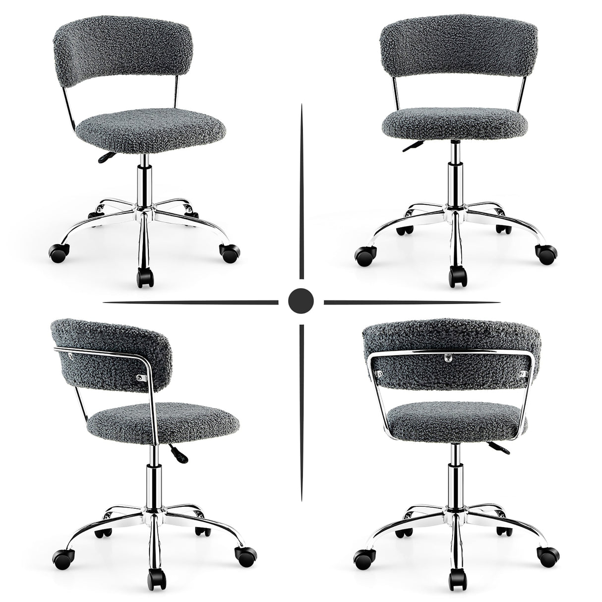 Home Office Chair Low Back Swivel Leisure Chair w Padded Seat