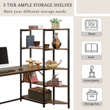 Home Office Computer Desk with 5 Tier Storage Shelves，Large Office Desk Study Writing Table Workstation
