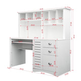 Home Office Computer Desk with Hutch Writing Desk Drawers and Shelves