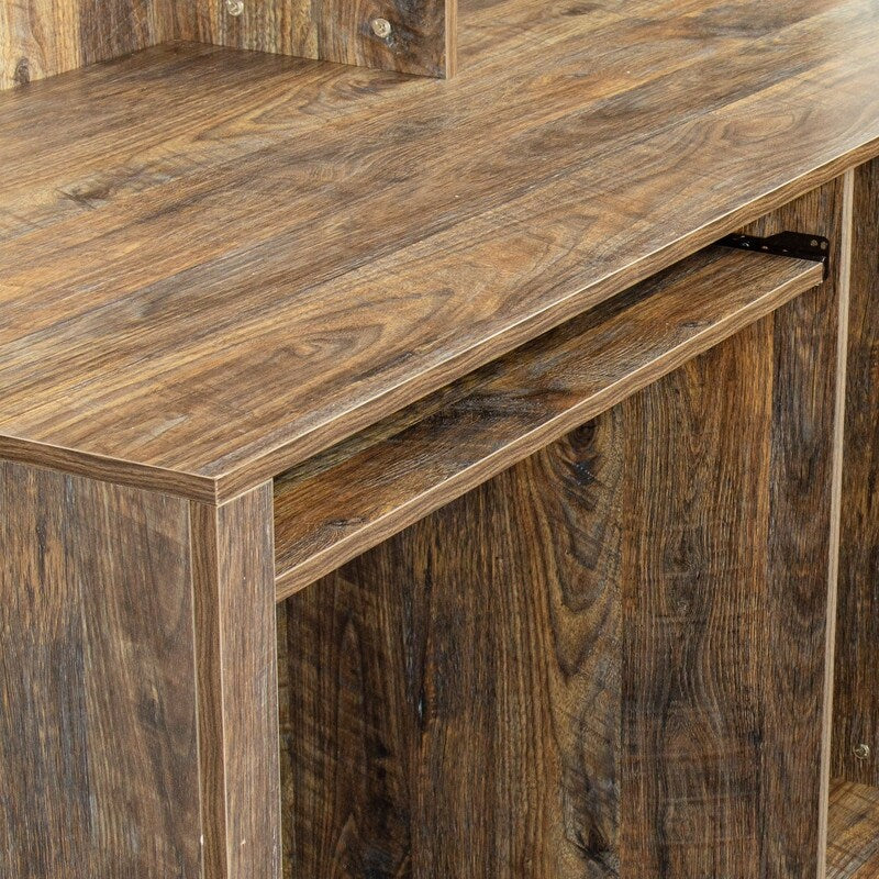 Home Office Computer Desk with Hutch, Antiqued Paint finish