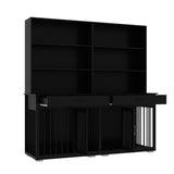 Home Office Desk Multi-Functional Workstation with Built-In Dog Crate