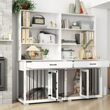 Home Office Desk Multi-Functional Workstation with Built-In Dog Crate