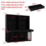 Home Office Desk Multi-Functional Workstation with Built-In Dog Crate