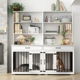 Home Office Desk Multi-Functional Workstation with Built-In Dog Crate