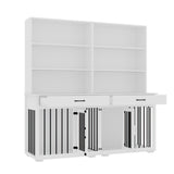 Home Office Desk Multi-Functional Workstation with Built-In Dog Crate