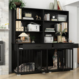 Home Office Desk Multi-Functional Workstation with Built-In Dog Crate