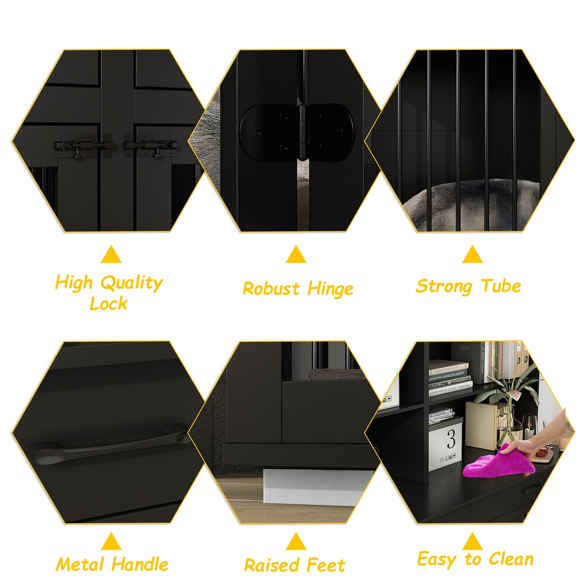 Home Office Desk Multi-Functional Workstation with Built-In Dog Crate
