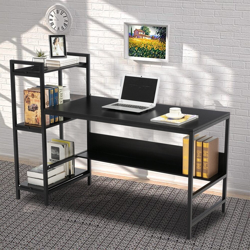 Home Office Desk with Storage Bookshelf,Study Writing Desk