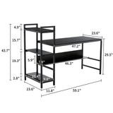 Home Office Desk with Storage Bookshelf,Study Writing Desk