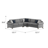 Home Point Rainier Chenille Sectional - 6' 4" x 3' 4" x 3' 4"