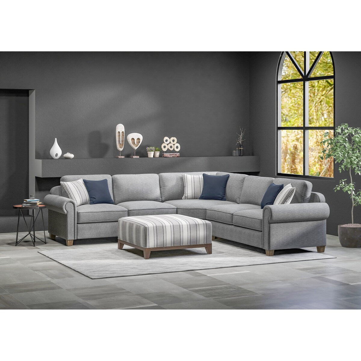 Home Point Rainier Chenille Sectional - 6' 4" x 3' 4" x 3' 4"