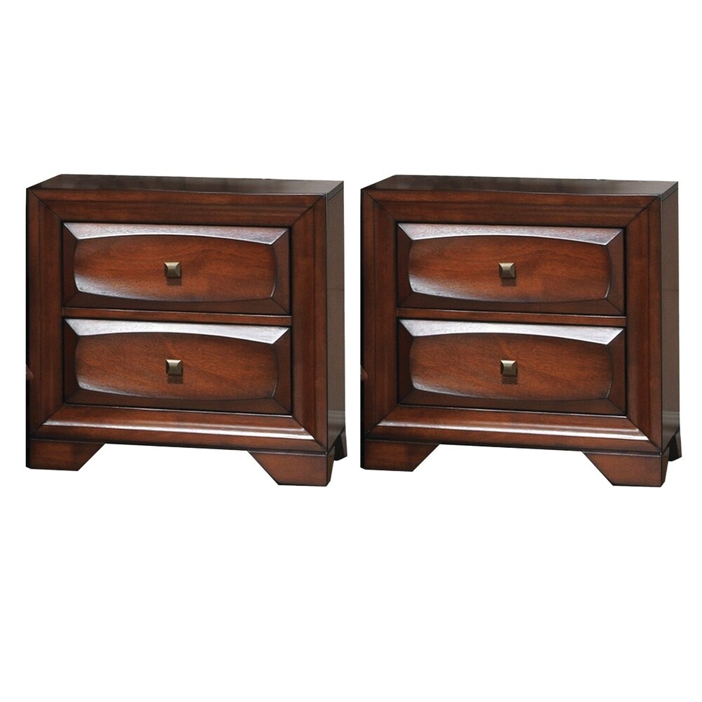 Home Source Granite 2-drawer Nightstand - Oak Finish