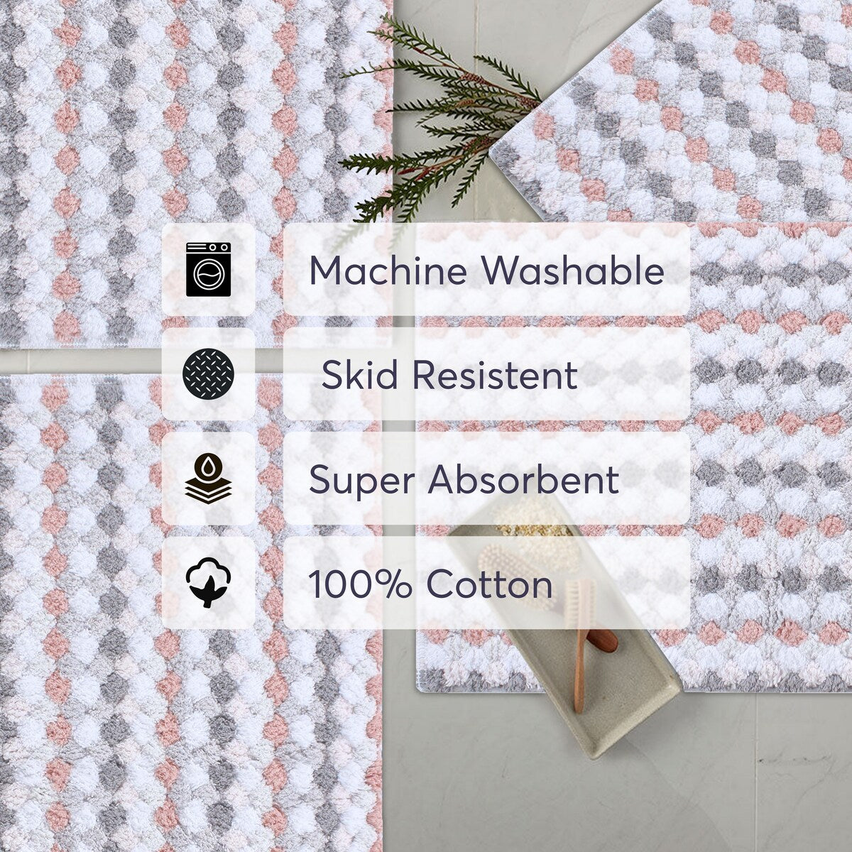 Home Weavers Orion Collection 100% Cotton Bathroom Rug, Non Slip & Machine Washable Bath Mat, Thick Plush Rugs - 20"X32"