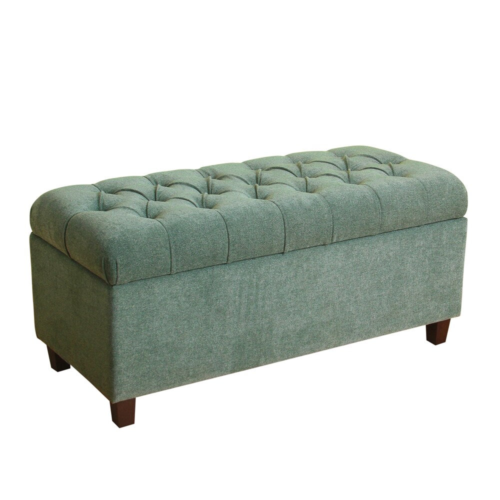 HomePop Ainsley Button Tufted Storage Bench Mineral Blue