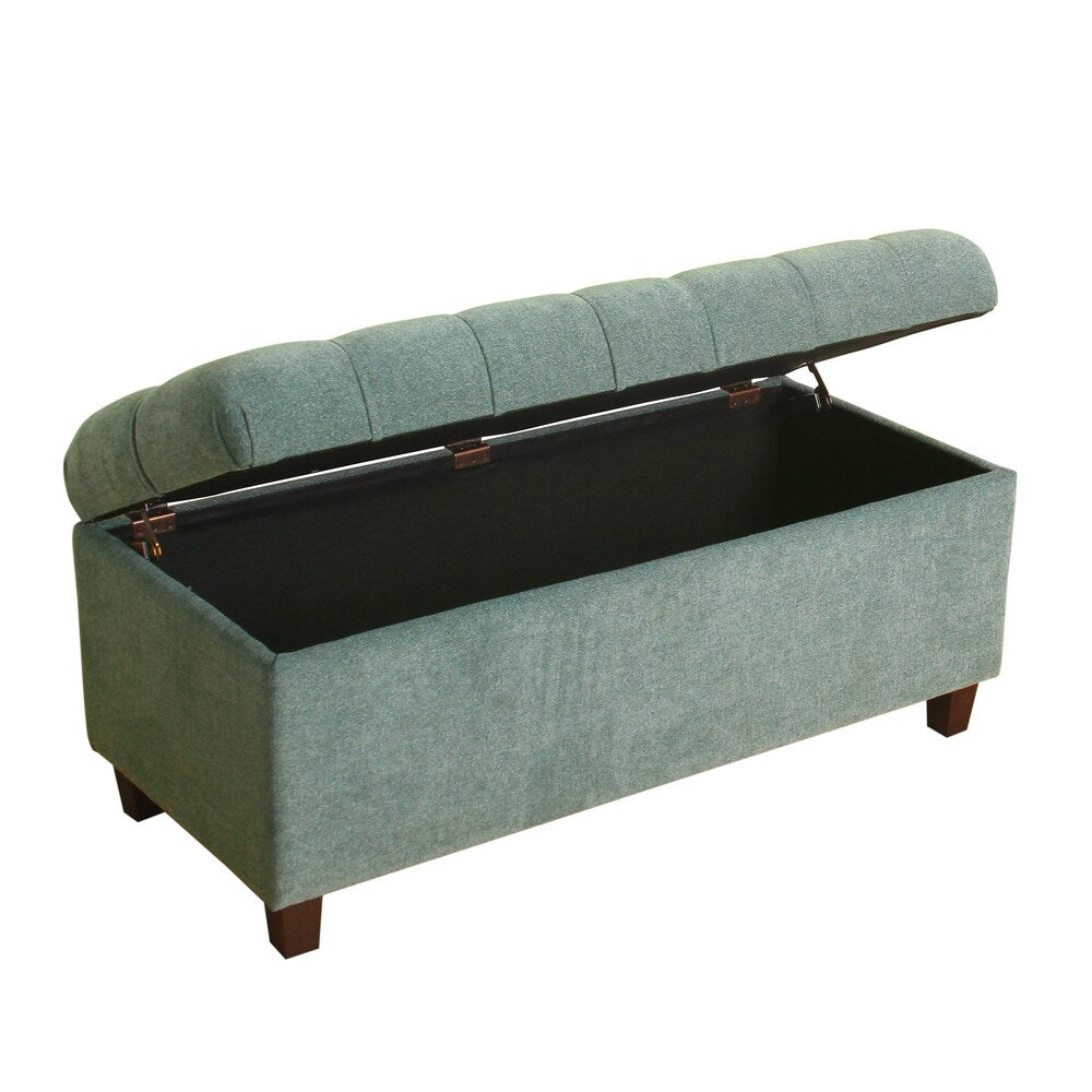 HomePop Ainsley Button Tufted Storage Bench Mineral Blue