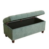 HomePop Ainsley Button Tufted Storage Bench Mineral Blue