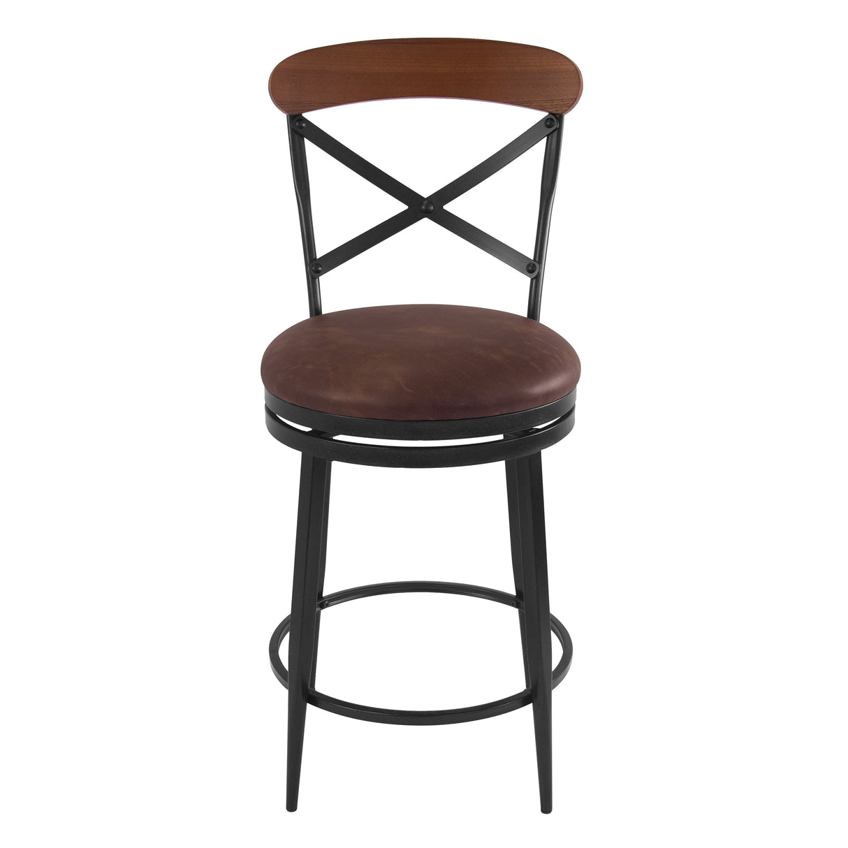 HomePop Hudson Swivel Counter Stool - Brown PU