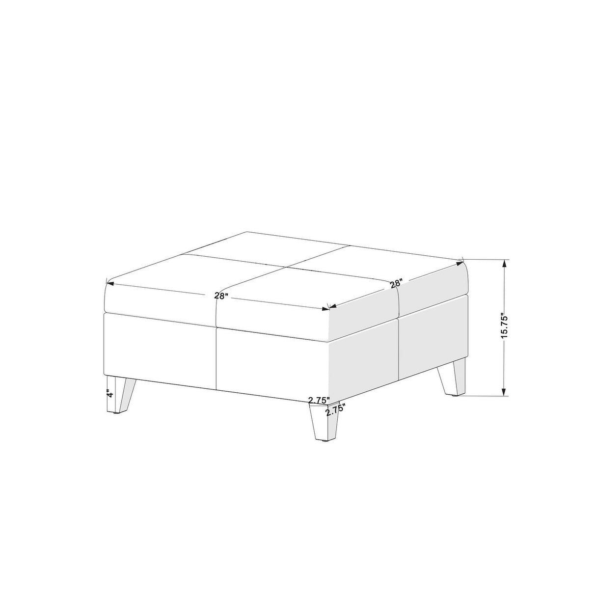 HomePop Luxury 28 Inches Square Storage Ottoman