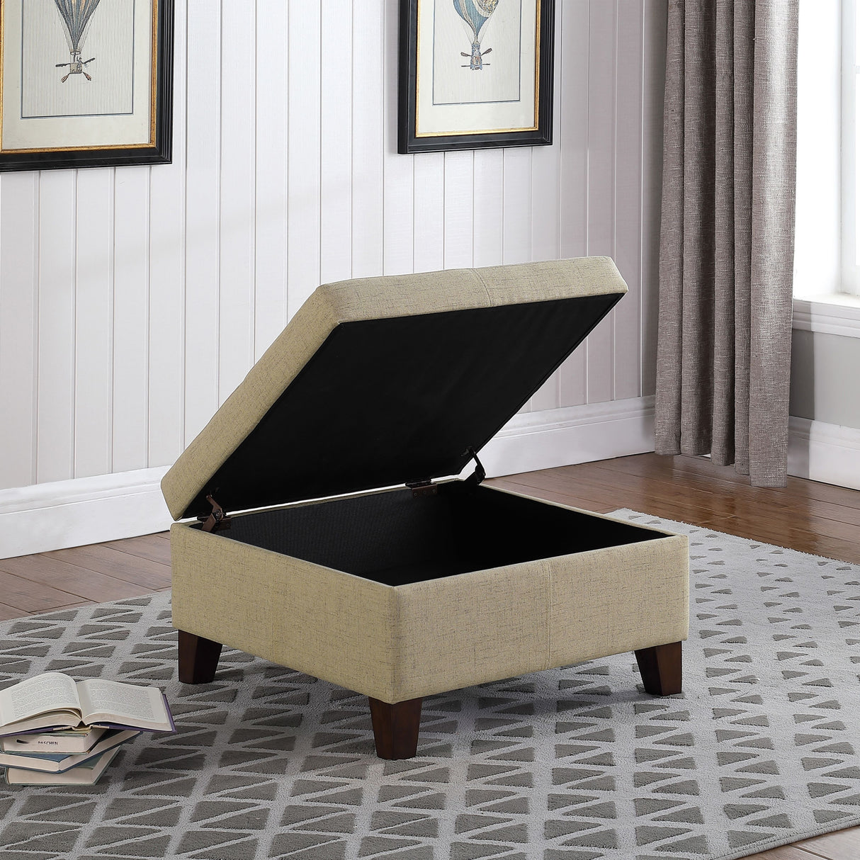 HomePop Luxury 28 Inches Square Storage Ottoman