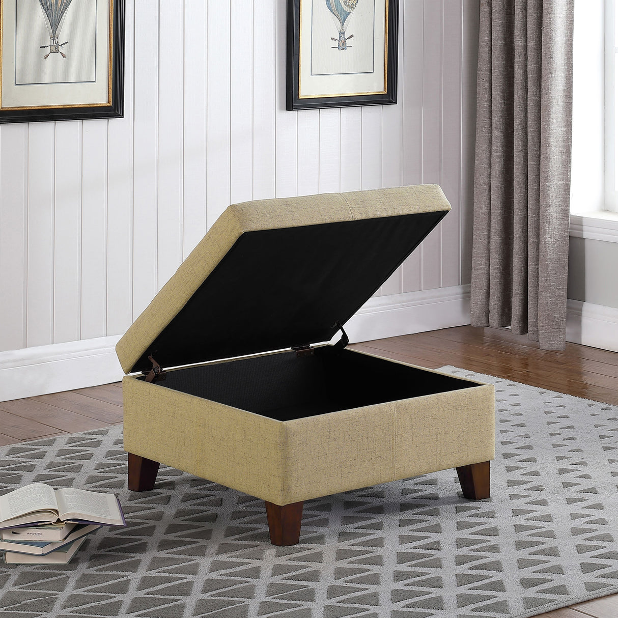 HomePop Luxury 28 Inches Square Storage Ottoman