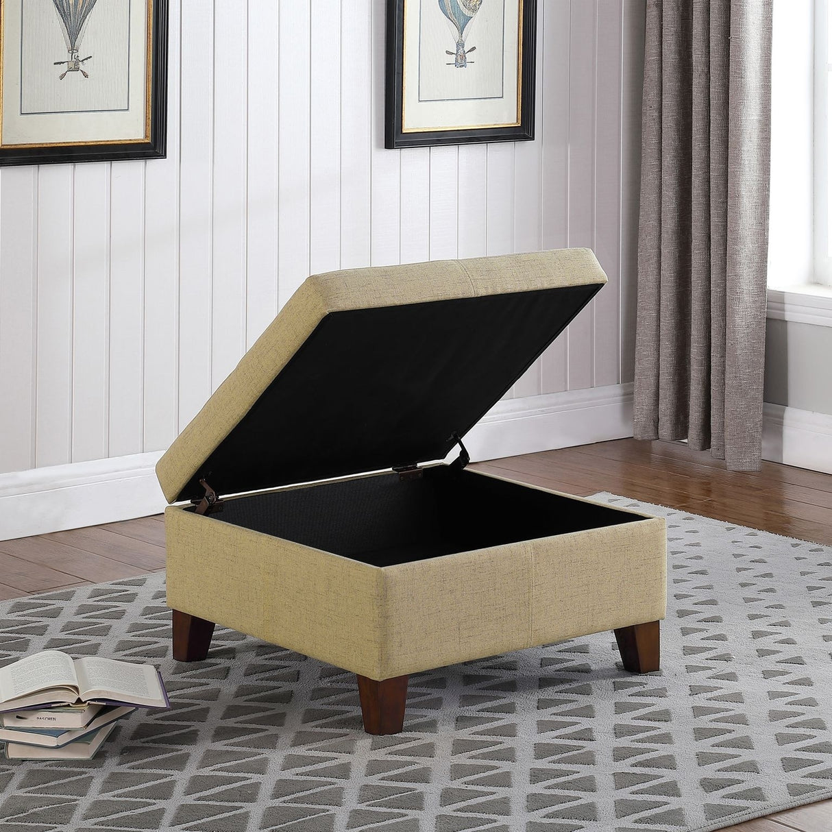 HomePop Luxury 28 Inches Square Storage Ottoman