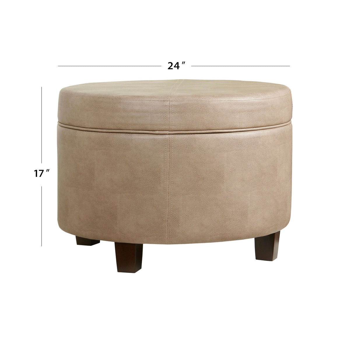 HomePop Round Faux Leather Storage Ottoman - Taupe