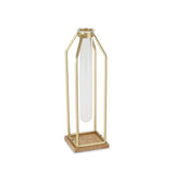 HomeRoots 12" Gold And Clear Contemporary Glass Tube - 12.25" H x 3.75" W x 3.75" D