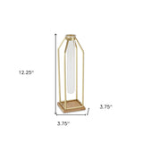 HomeRoots 12" Gold And Clear Contemporary Glass Tube - 12.25" H x 3.75" W x 3.75" D