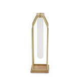 HomeRoots 12" Gold And Clear Contemporary Glass Tube - 12.25" H x 3.75" W x 3.75" D