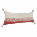 HomeRoots 14" X 36" Raspberry Red And Off-White 100% Cotton Zippered Pillow