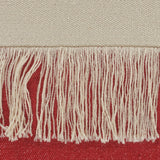 HomeRoots 14" X 36" Raspberry Red And Off-White 100% Cotton Zippered Pillow