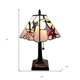 HomeRoots 15" Tiffany Style Red Floral Hummingbird Table Lamp - 14X15X9