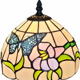 HomeRoots 15" Tiffany Style Stained Glass Blue Butterfly Table Lamp - 12