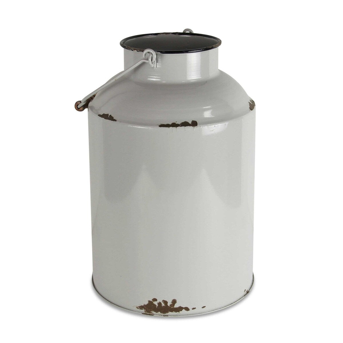 HomeRoots 17" Gray Rustic Metal Hand Painted Milk Jug Sculpture - 16.5" H x 10.5" W x 10.5" D