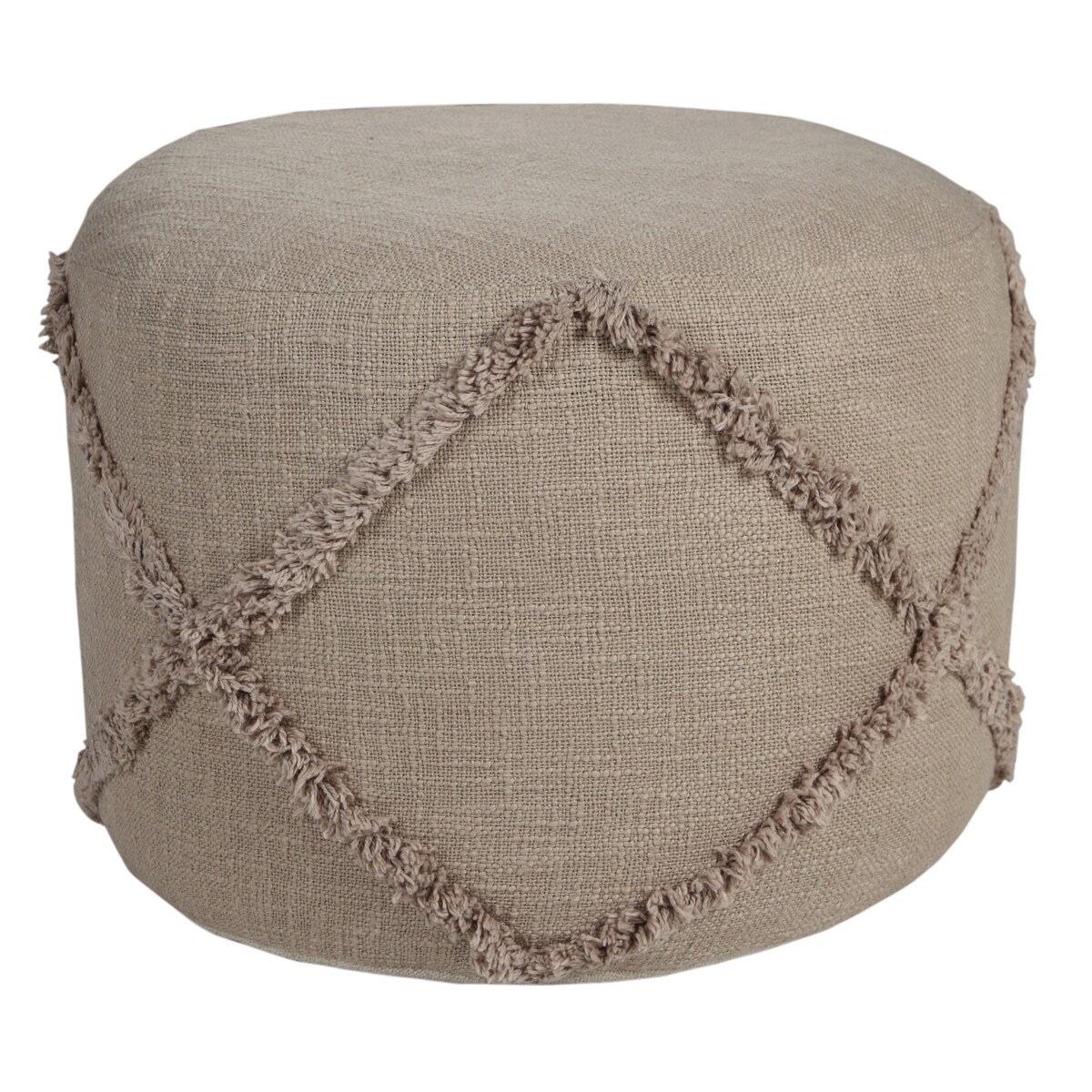 HomeRoots 18" Brown 100% Cotton Ottoman