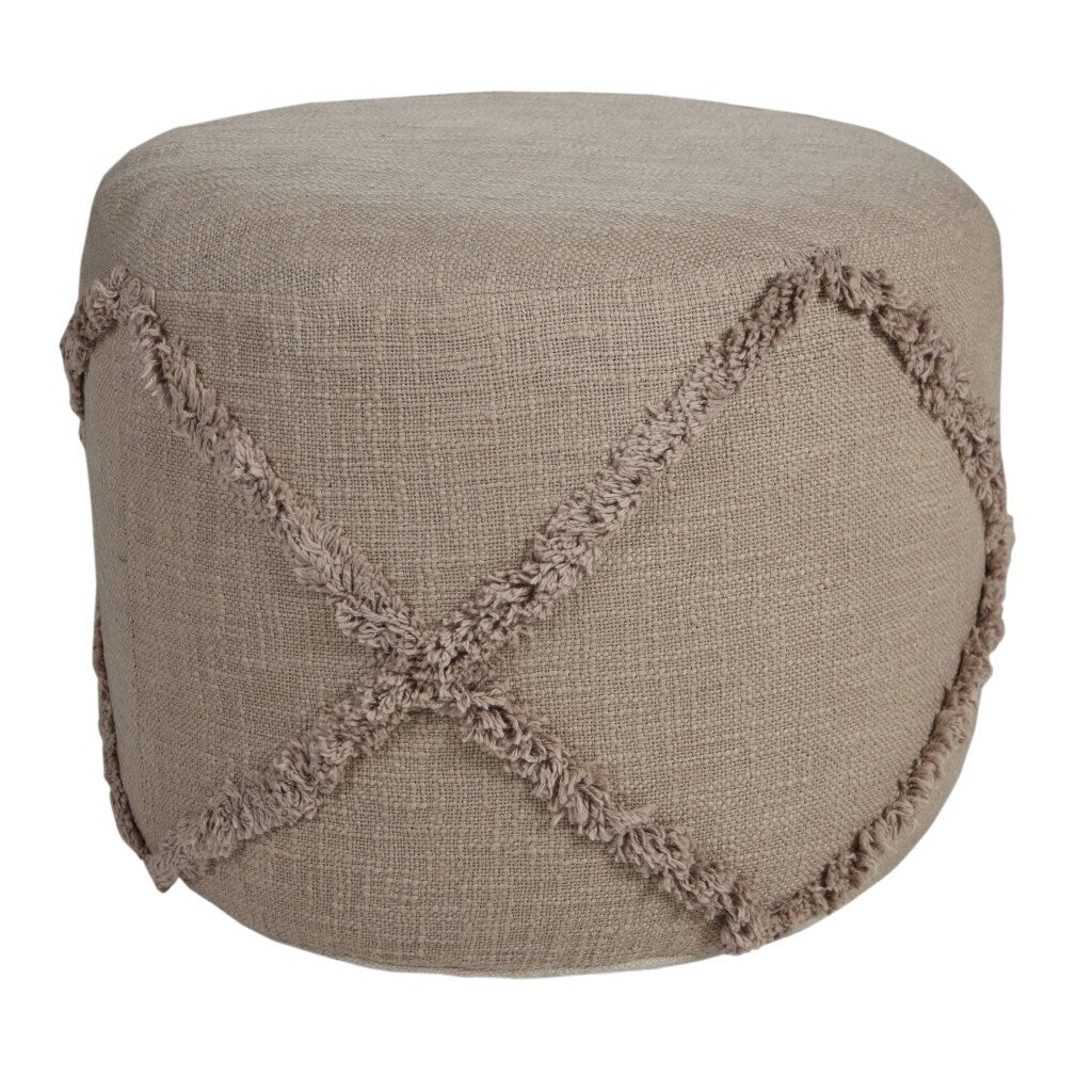 HomeRoots 18" Brown 100% Cotton Ottoman