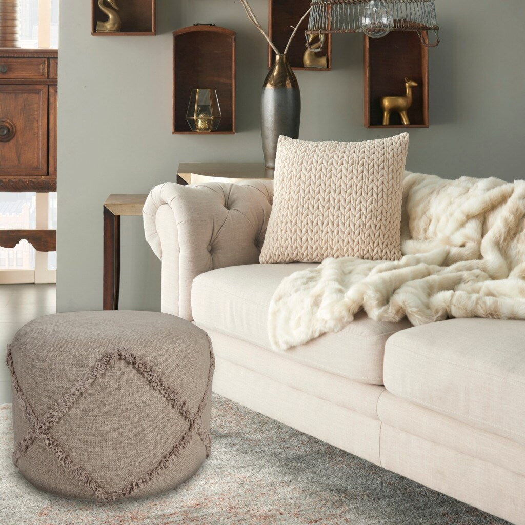 HomeRoots 18" Brown 100% Cotton Ottoman
