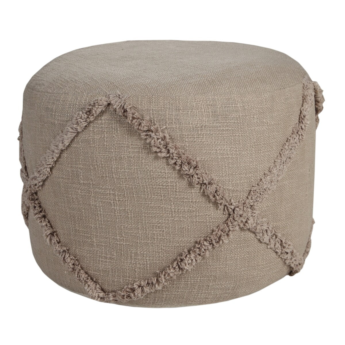 HomeRoots 18" Brown 100% Cotton Ottoman