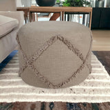 HomeRoots 18" Brown 100% Cotton Ottoman