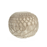 HomeRoots 20" Cream 100% Cotton Ottoman