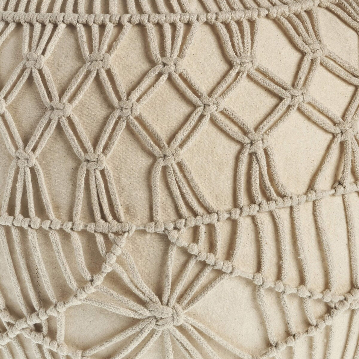 HomeRoots 20" Cream 100% Cotton Ottoman