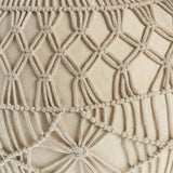 HomeRoots 20" Cream 100% Cotton Ottoman