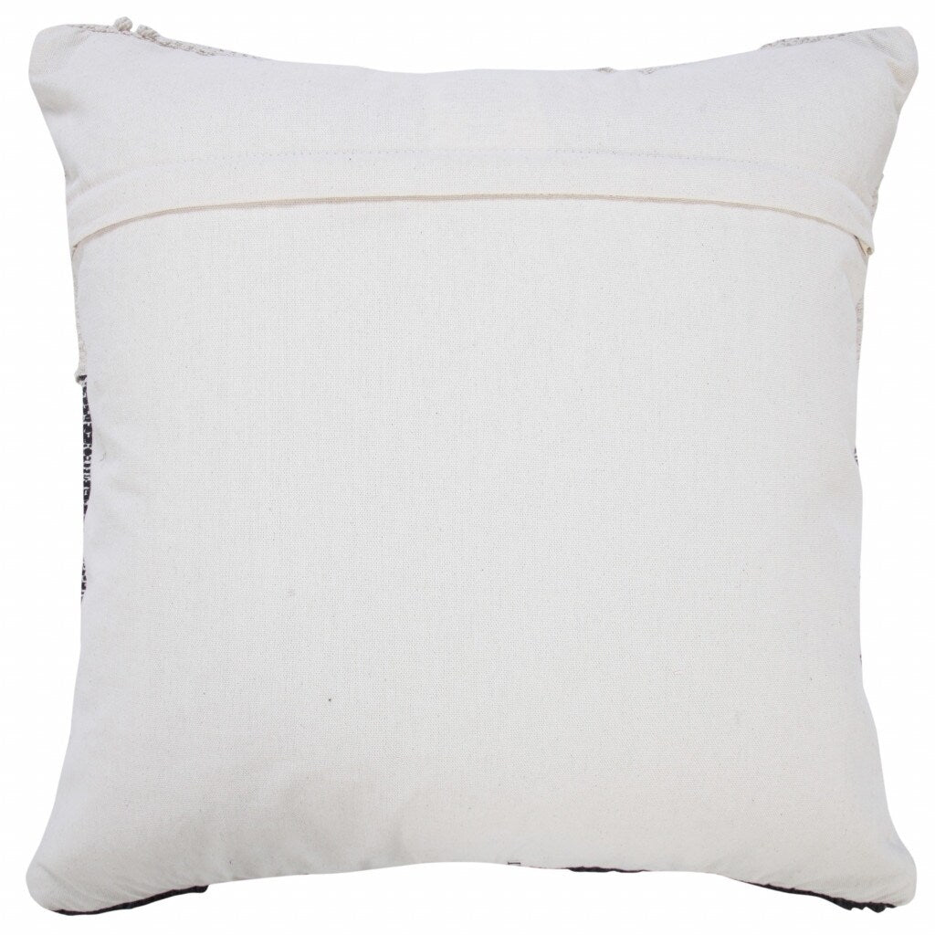 HomeRoots 20" X 20" Black And Off-White 100% Cotton Geometric Zippered Pillow