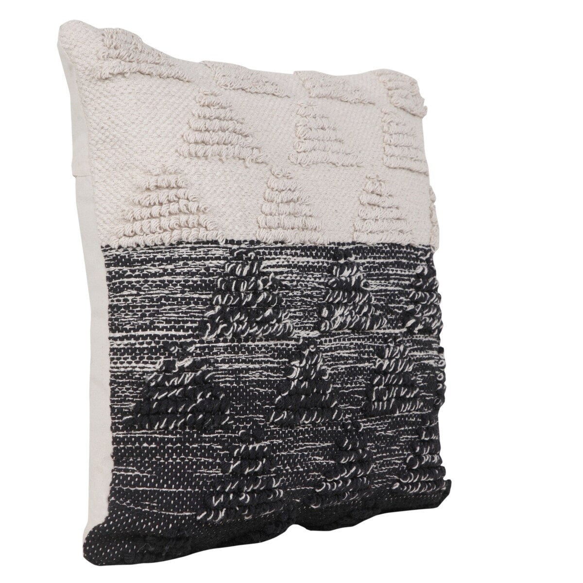HomeRoots 20" X 20" Black And Off-White 100% Cotton Geometric Zippered Pillow
