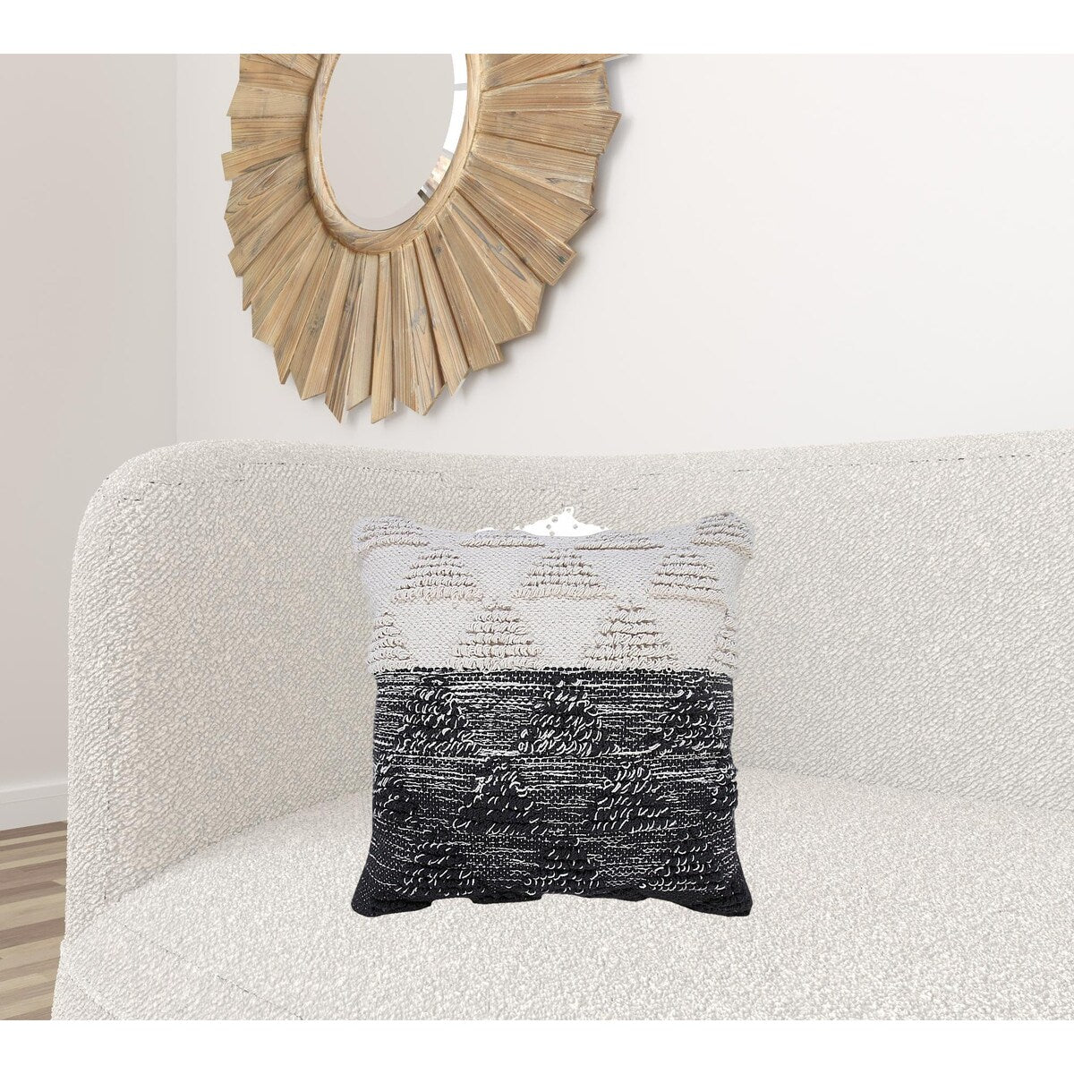 HomeRoots 20" X 20" Black And Off-White 100% Cotton Geometric Zippered Pillow