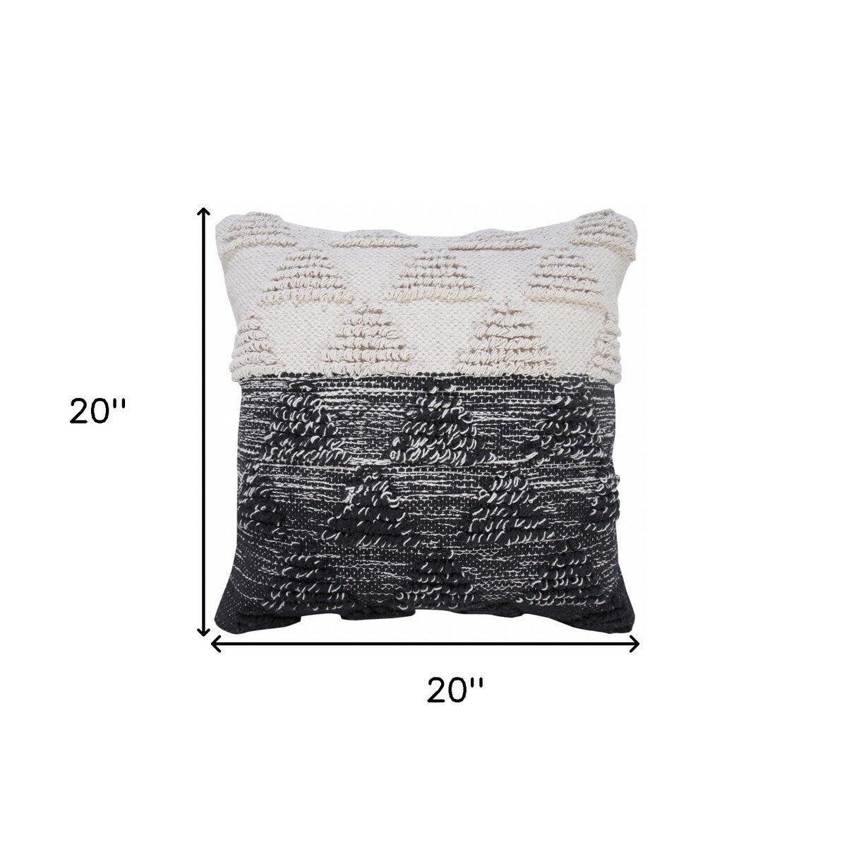 HomeRoots 20" X 20" Black And Off-White 100% Cotton Geometric Zippered Pillow