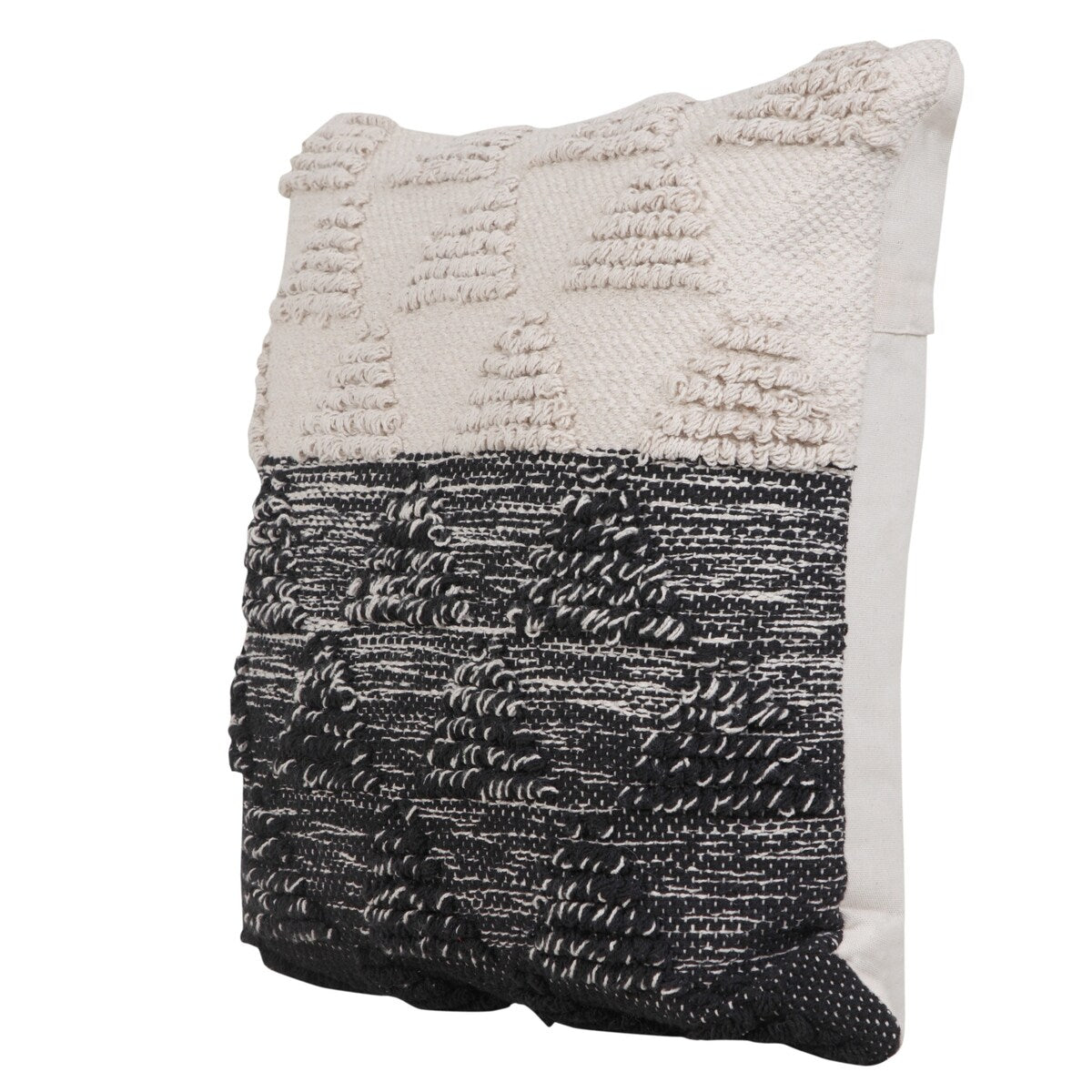HomeRoots 20" X 20" Black And Off-White 100% Cotton Geometric Zippered Pillow