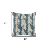 HomeRoots 20" X 20" Blue Linen Zippered Pillow