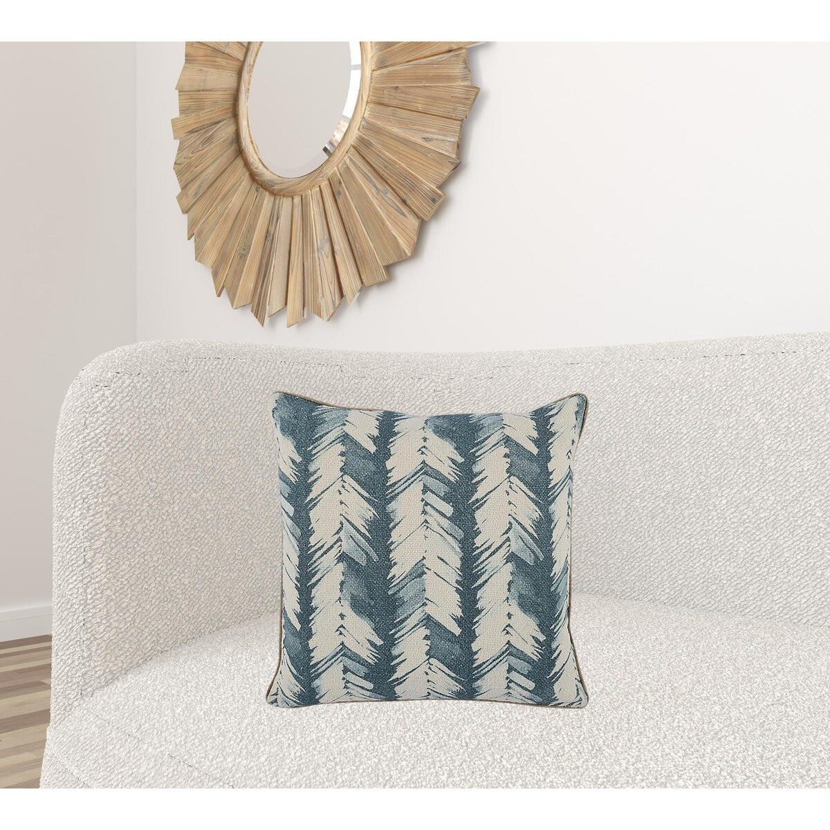 HomeRoots 20" X 20" Blue Linen Zippered Pillow