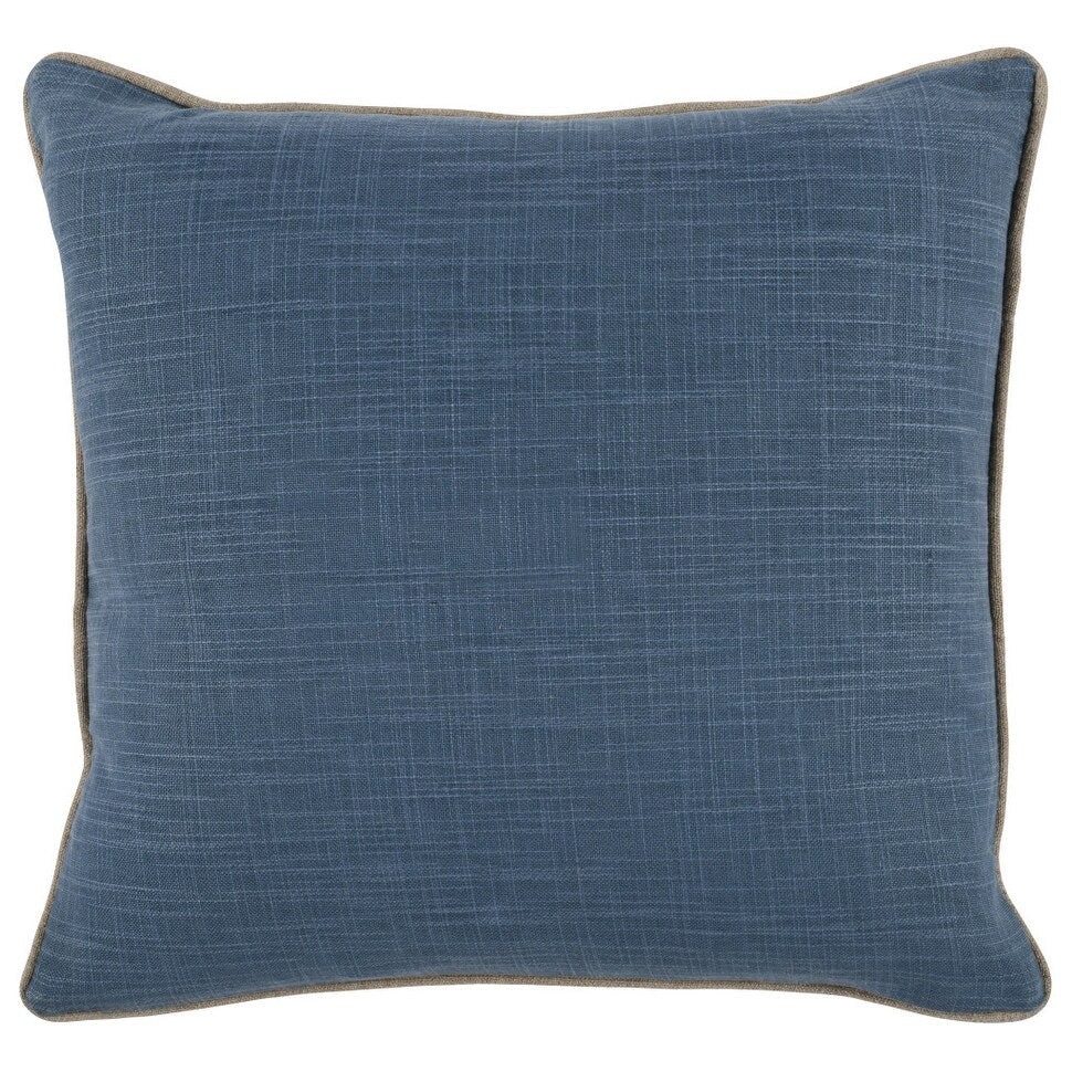 HomeRoots 20" X 20" Blue Linen Zippered Pillow